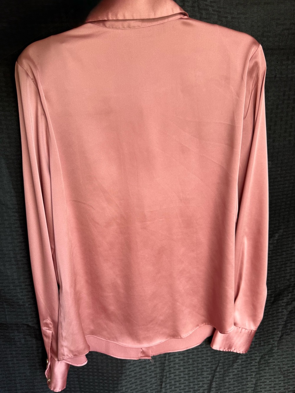 White House Black Market Dusty Rose Satin Button-Front Blouse - Picture 3 of 4